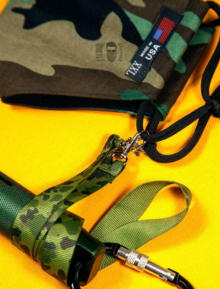 CUSTOM Camouflage Large Face Mask For Men With Beards + Lanyard