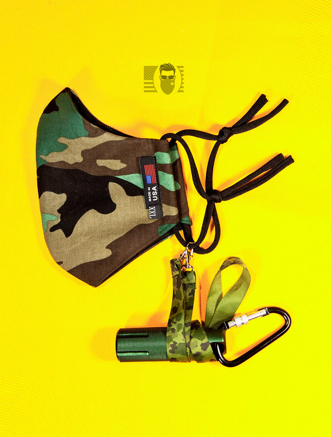 CUSTOM Camouflage Large Face Mask For Men With Beards + Lanyard