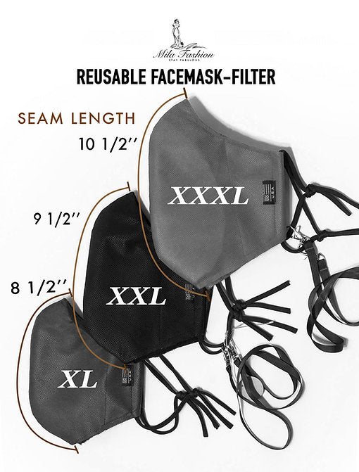L – XXXL (2XL -3XL) EXTRA LARGE BEARD FACE MASK – FILTER + CARRYING STRAP