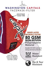 NHL WASHINGTON CAPITALS TEAM: EXTRA LARGE Facemask Filter + Lanyard
