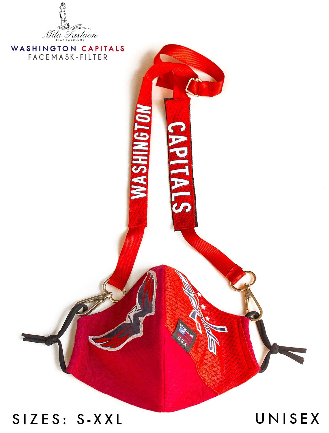 NHL WASHINGTON CAPITALS TEAM: EXTRA LARGE Facemask Filter + Lanyard