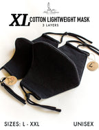 CUSTOM SIZE black Large Face Mask For Men With Beards + Lanyard