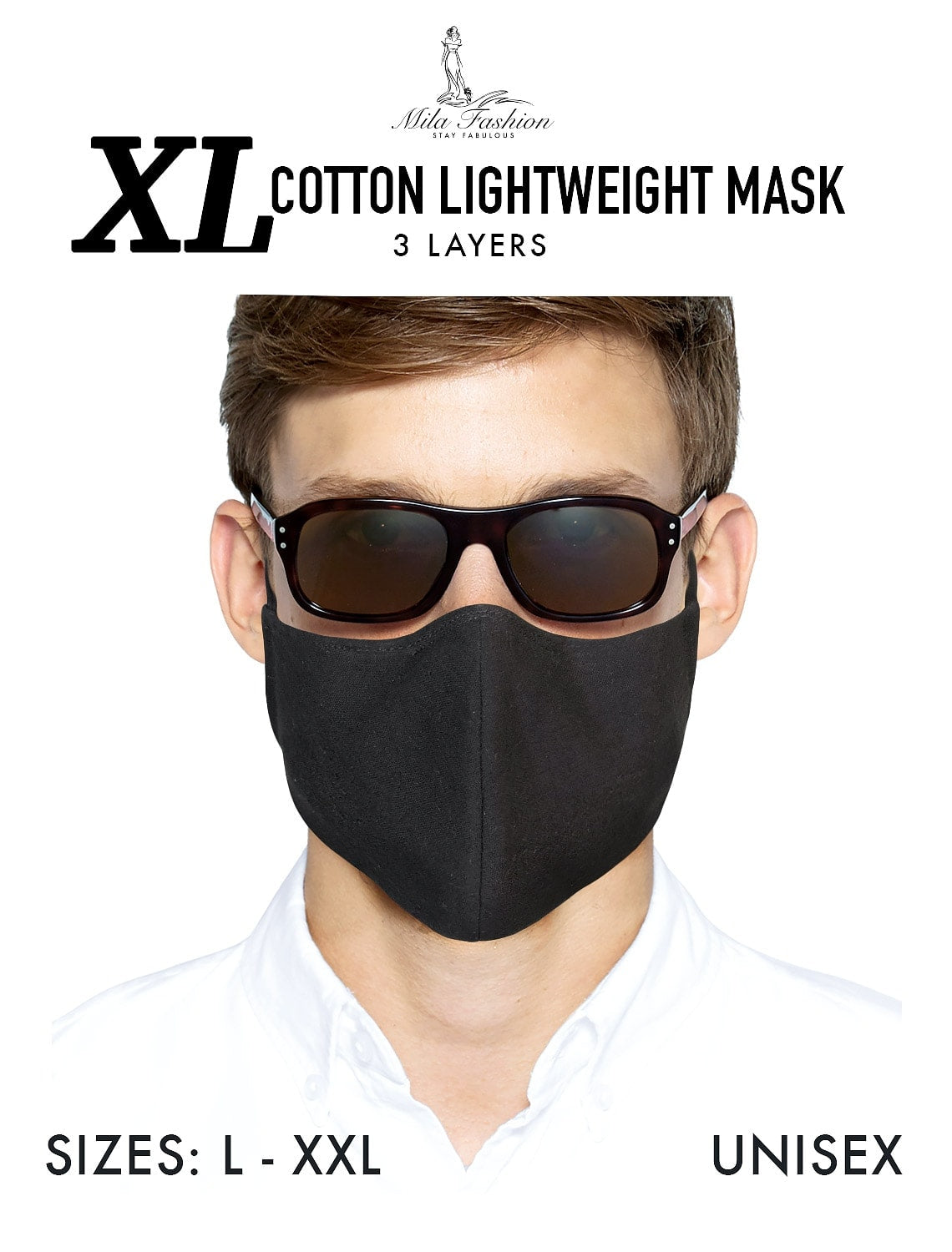 Organic Cotton Lightweight (2XL -3XL) EXTRA LARGE BEARD FACE MASK – FILTER + LANYARD